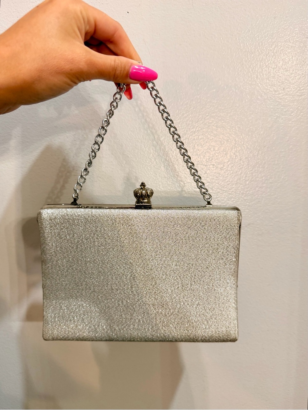 Vintage Silver Metallic Evening Clutch